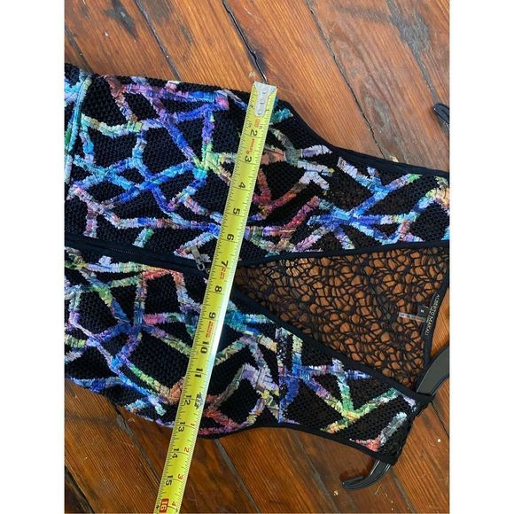 Alberto Makali New York Black Lace Multicolor Zipper Dress Size Small, MSRP $486 - Picture 12 of 14